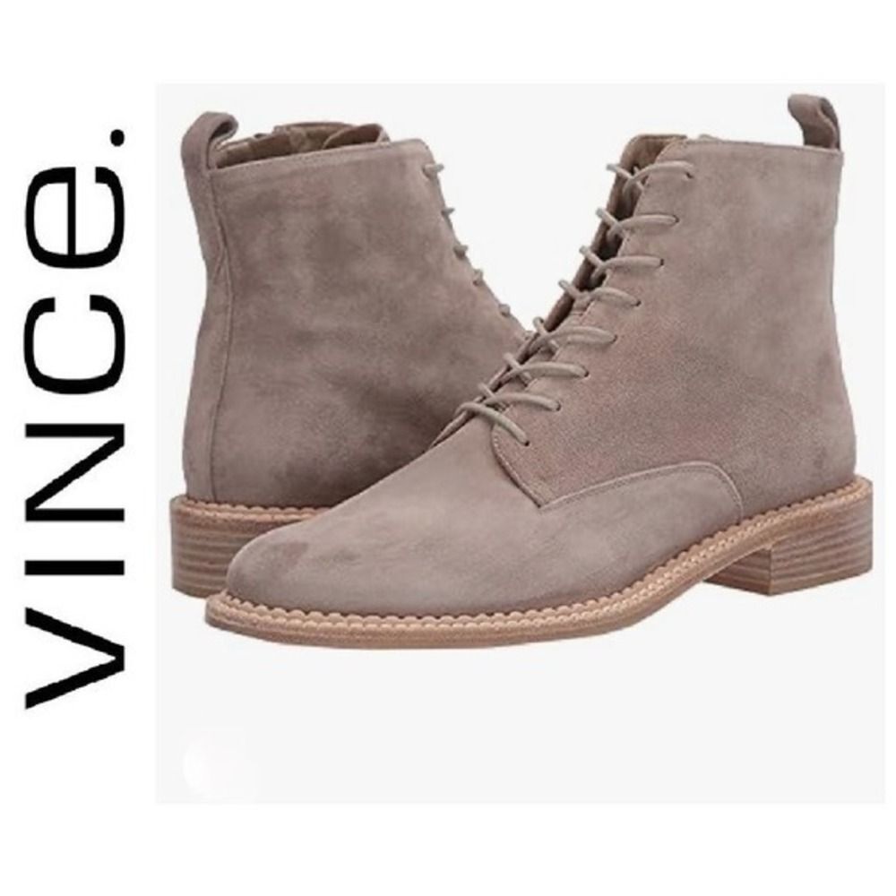 VINCE womens gray Cabria Suede Lace Up Ankle Boots size 6.5